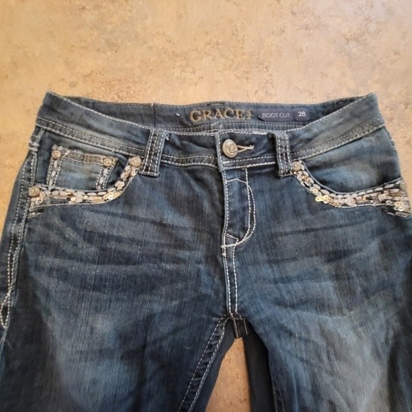 Grace in LA Boot Cut Embellished Pocket Jeans - Picture 4 of 6